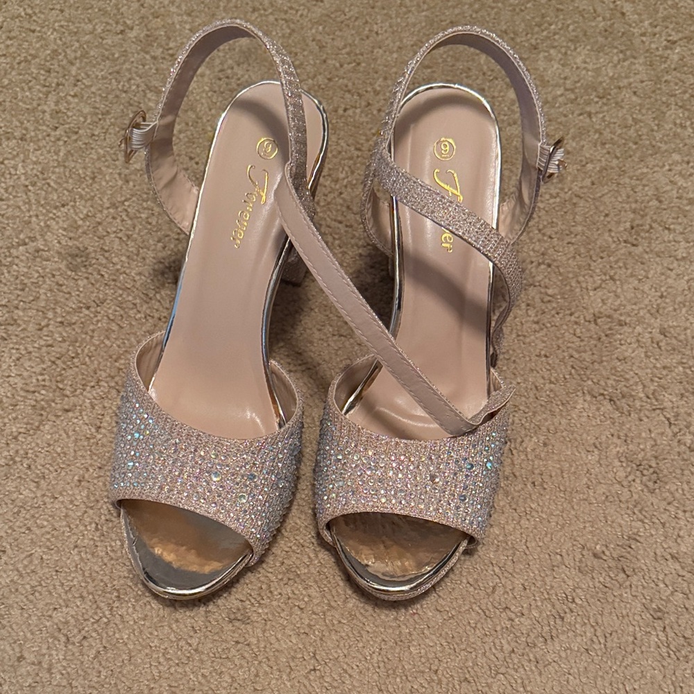 Womens Sparkling Heels - champagne color
